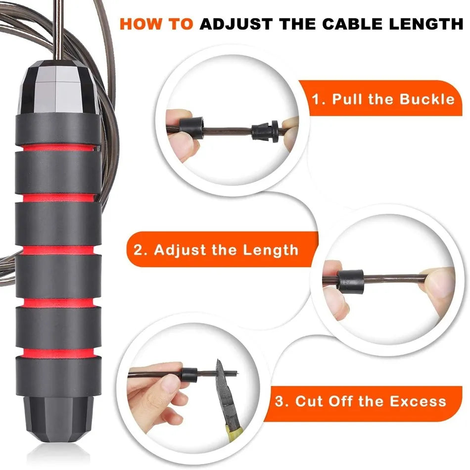 Muay Thai Elite Jump Rope – Braided Steel Wire, Adjustable Length, Dust-Proof Bearings, Memory Foam Grips