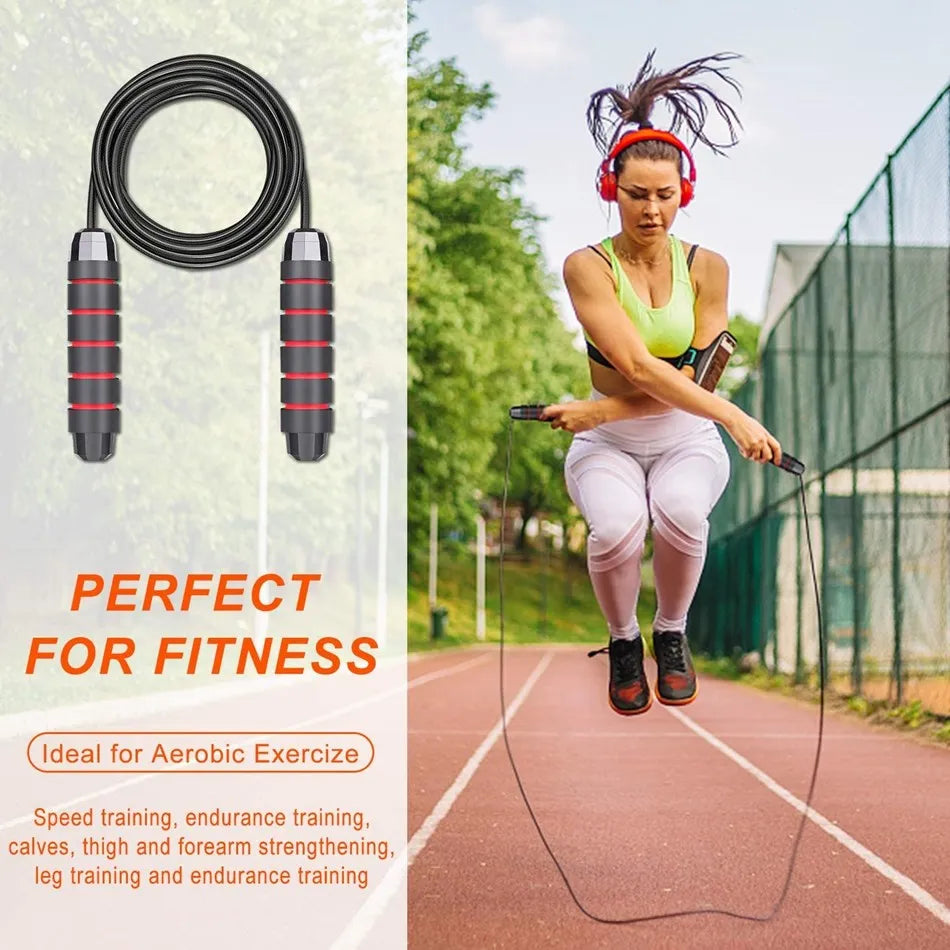 Muay Thai Elite Jump Rope – Braided Steel Wire, Adjustable Length, Dust-Proof Bearings, Memory Foam Grips